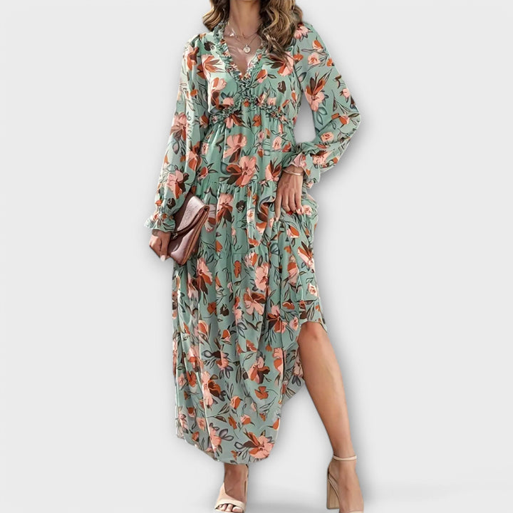 Elle | Floral V-Neck Maxi Dress - Lisa New York