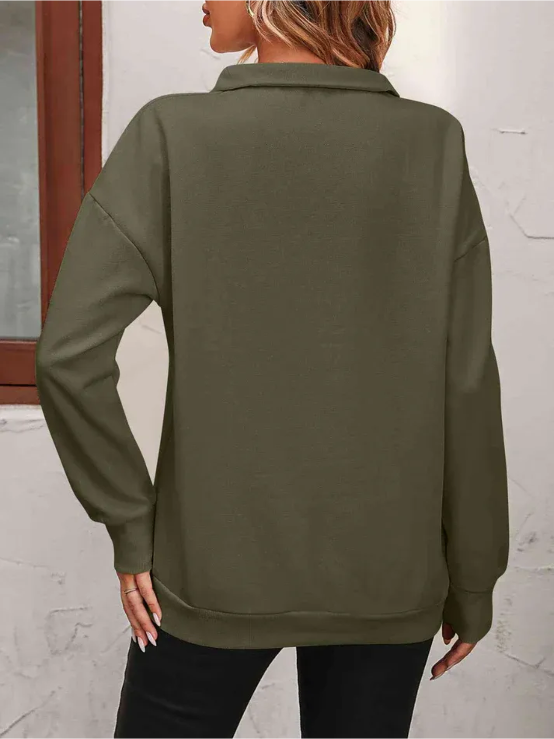 Sofie Sweatshirt with zipper and hanging shoulder for women - Lisa New York