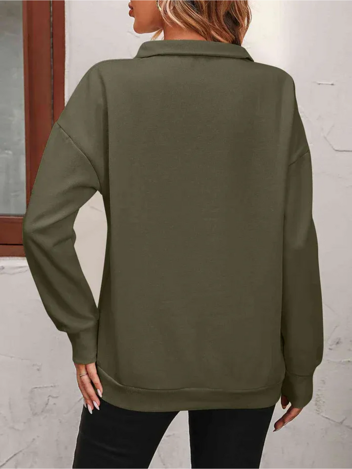 Sofie Sweatshirt with zipper and hanging shoulder for women - Lisa New York