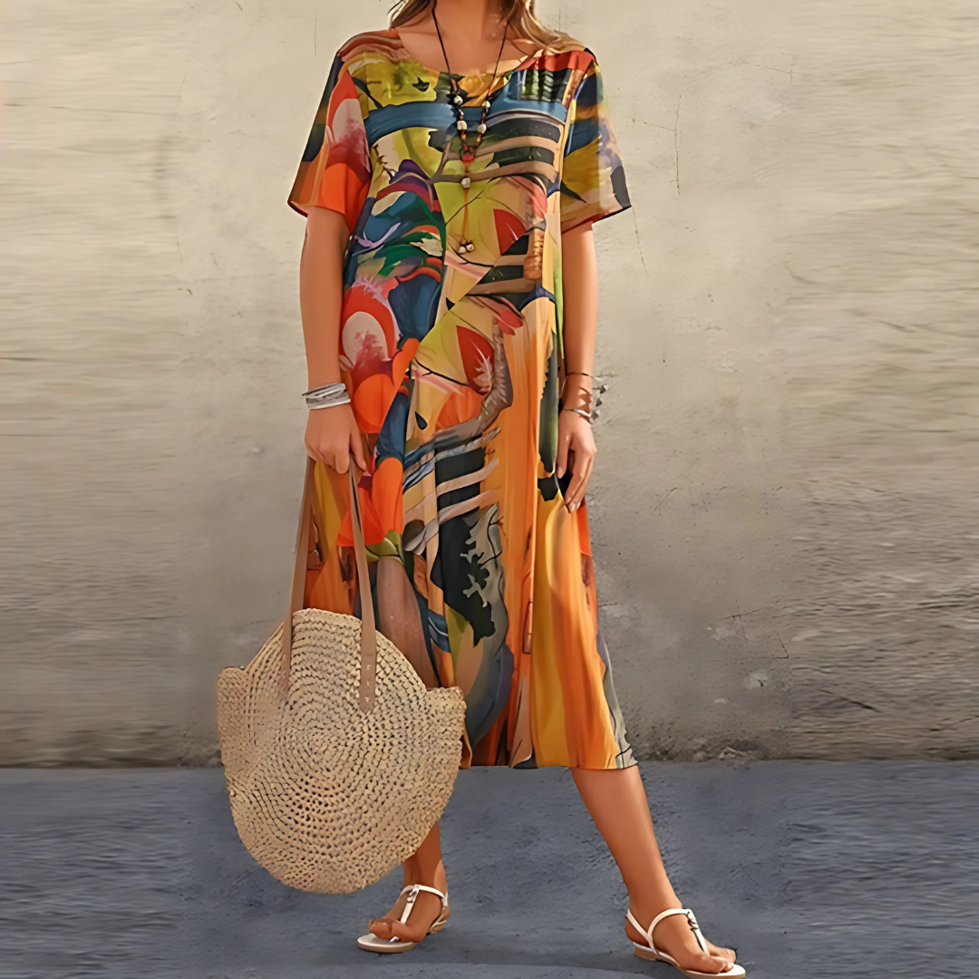 Filomena | Stylish Abstract Print Dress - Lisa New York