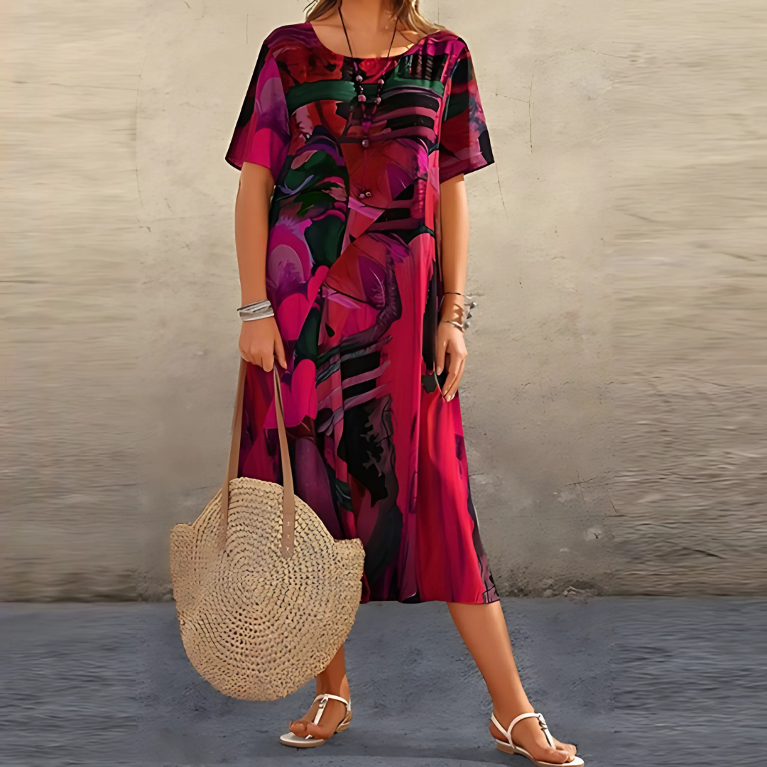 Filomena | Stylish Abstract Print Dress - Lisa New York