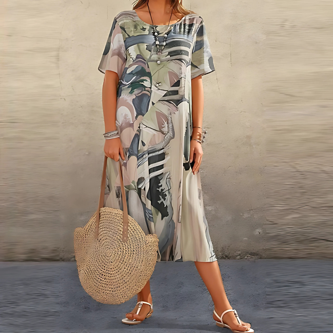 Filomena | Stylish Abstract Print Dress - Lisa New York