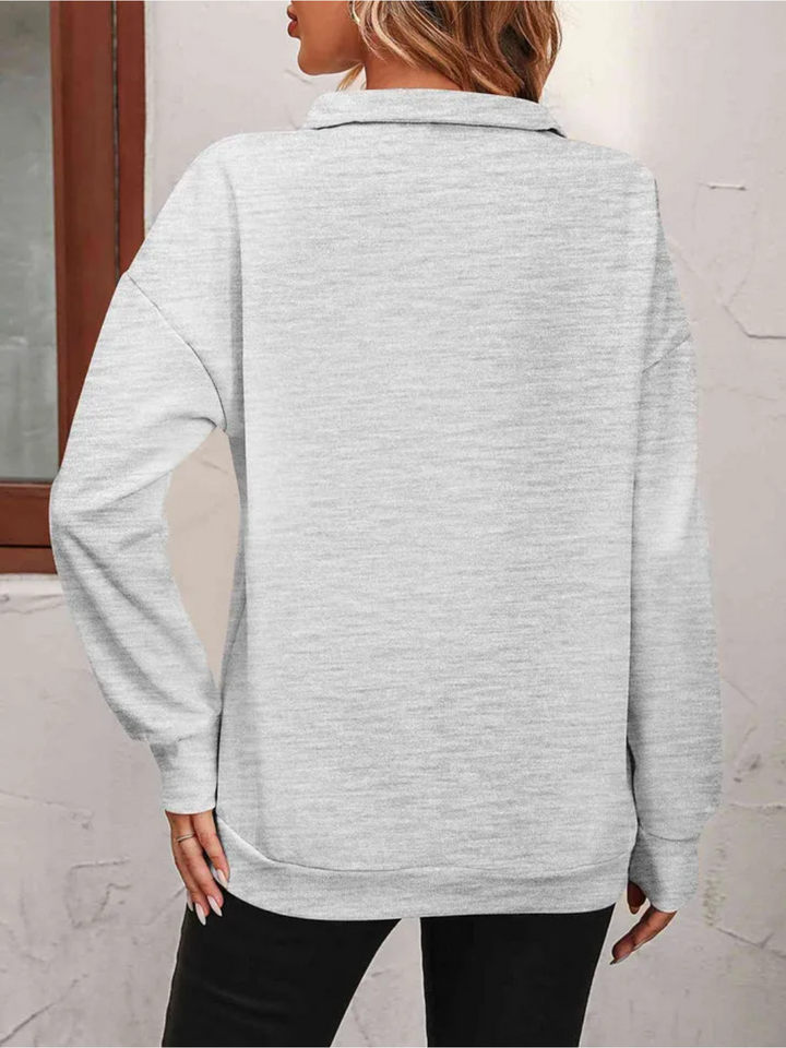 Sofie Sweatshirt with zipper and hanging shoulder for women - Lisa New York