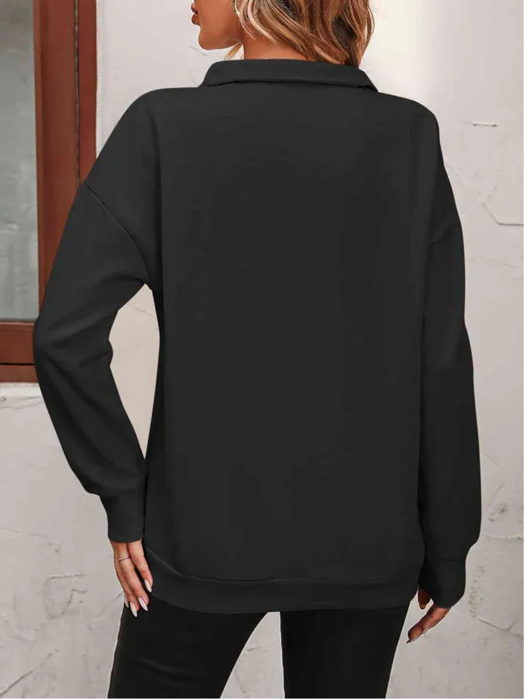 Sofie Sweatshirt with zipper and hanging shoulder for women - Lisa New York