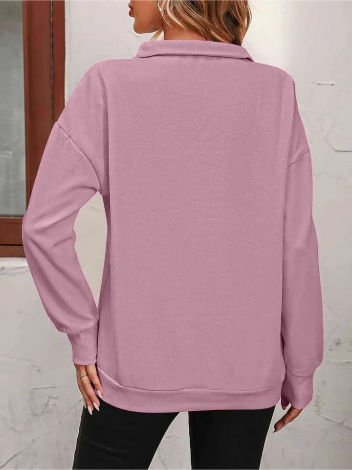 Sofie Sweatshirt with zipper and hanging shoulder for women - Lisa New York