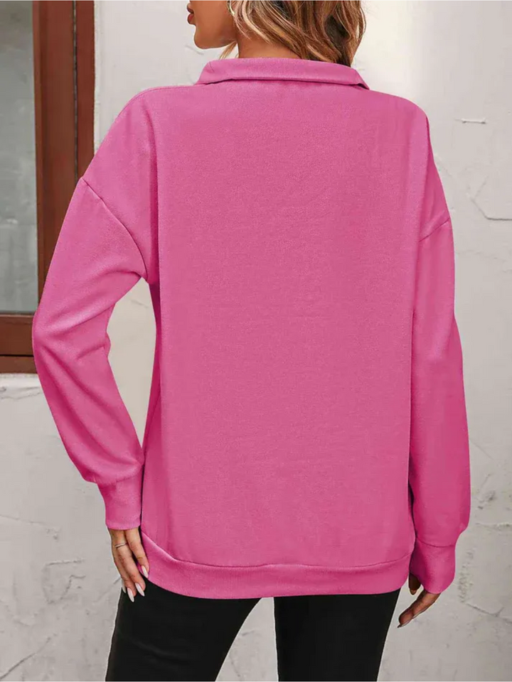 Sofie Sweatshirt with zipper and hanging shoulder for women - Lisa New York