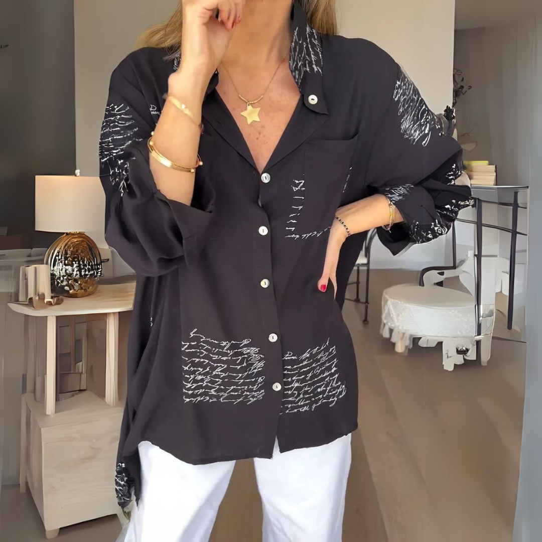 Carla™ | Handwritten Button-Up Shirt - Lisa New York