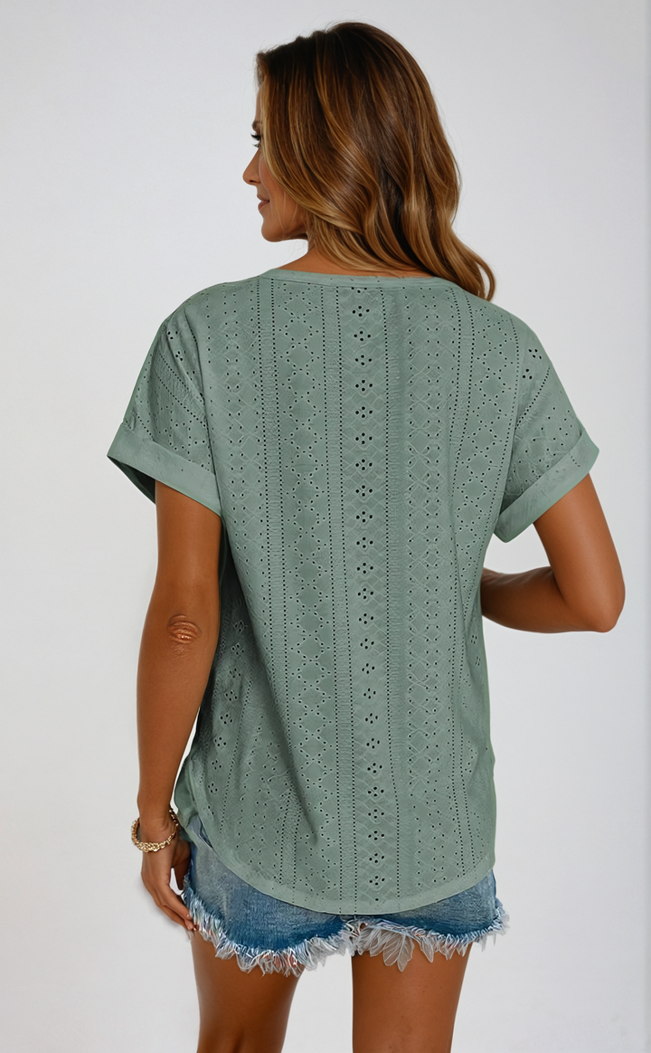 Becky™ | Casual Eyelet Top - Lisa New York