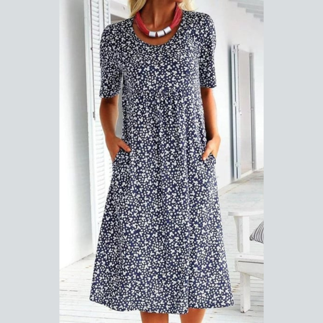Amara | Stylish Floral Print Midi Dress - Lisa New York
