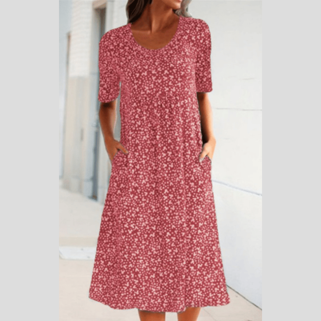 Amara | Stylish Floral Print Midi Dress - Lisa New York