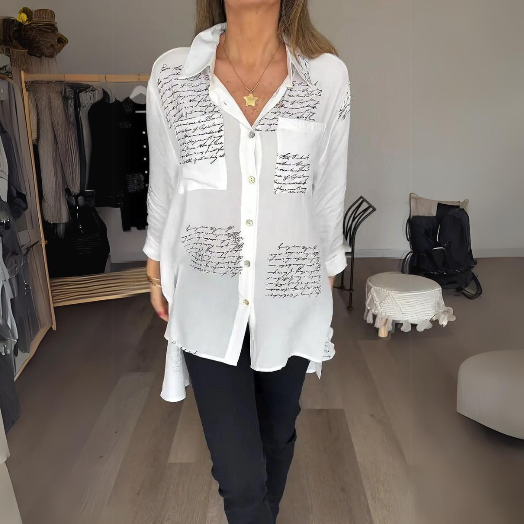 Carla™ | Handwritten Button-Up Shirt - Lisa New York