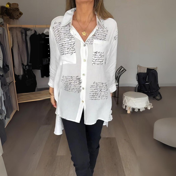Carla™ | Handwritten Button-Up Shirt - Lisa New York