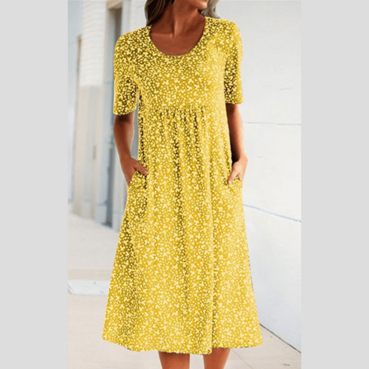 Amara | Stylish Floral Print Midi Dress - Lisa New York