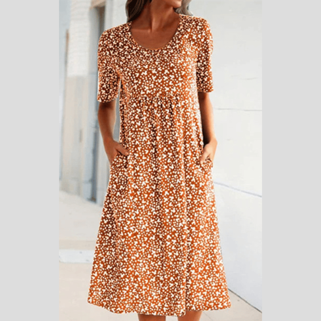 Amara | Stylish Floral Print Midi Dress - Lisa New York