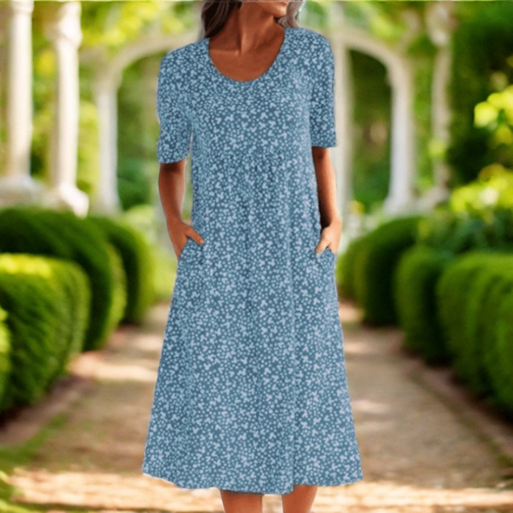 Amara | Stylish Floral Print Midi Dress - Lisa New York