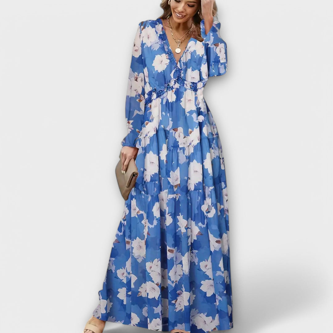 Elle | Floral V-Neck Maxi Dress - Lisa New York