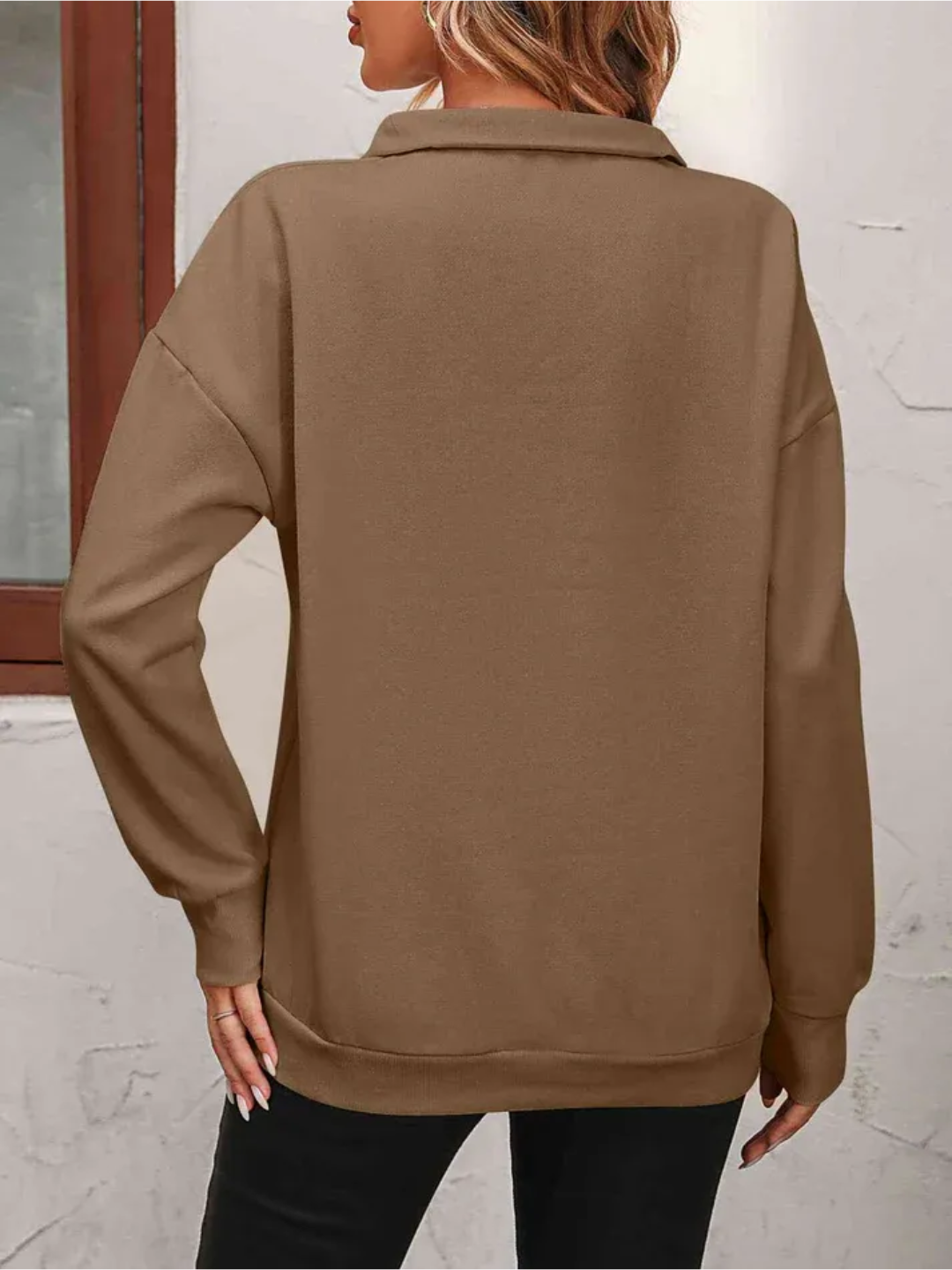 Sofie Sweatshirt with zipper and hanging shoulder for women - Lisa New York