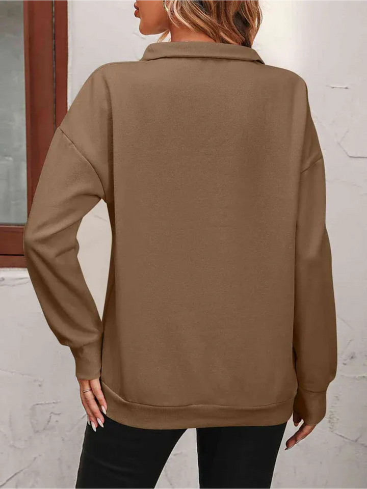 Sofie Sweatshirt with zipper and hanging shoulder for women - Lisa New York