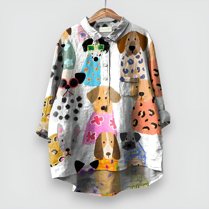 Geraldine™ | Women's Shirt with Dog Print - Lisa New York