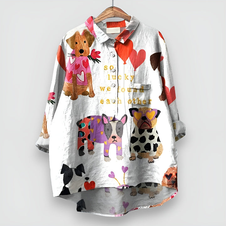 Geraldine™ | Women's Shirt with Dog Print - Lisa New York