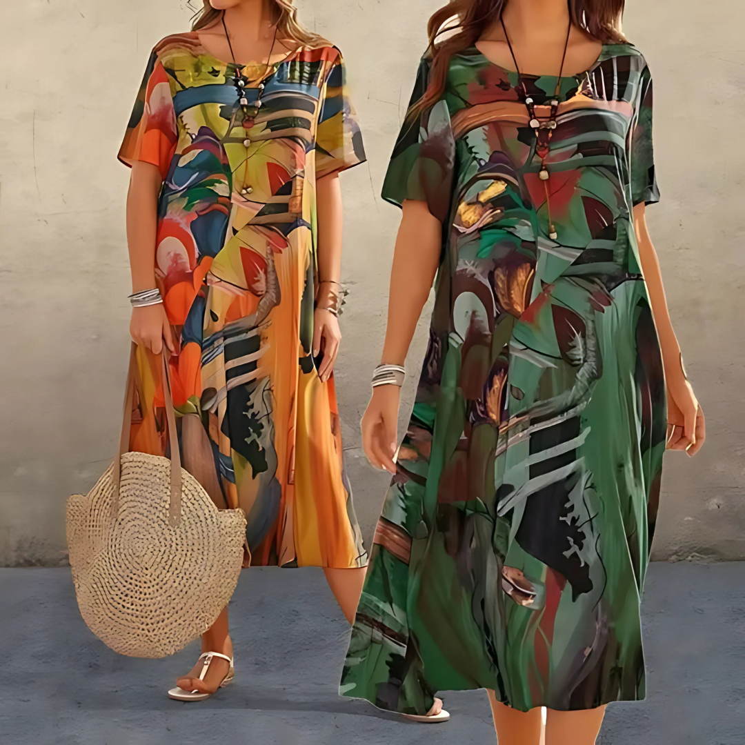 Filomena | Stylish Abstract Print Dress - Lisa New York