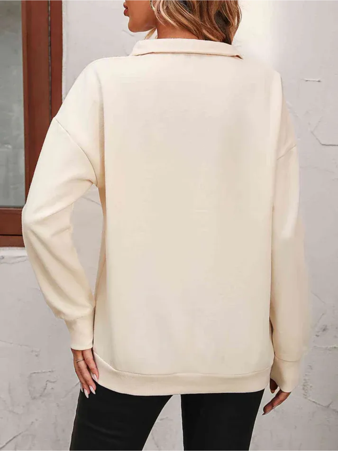 Sofie Sweatshirt with zipper and hanging shoulder for women - Lisa New York
