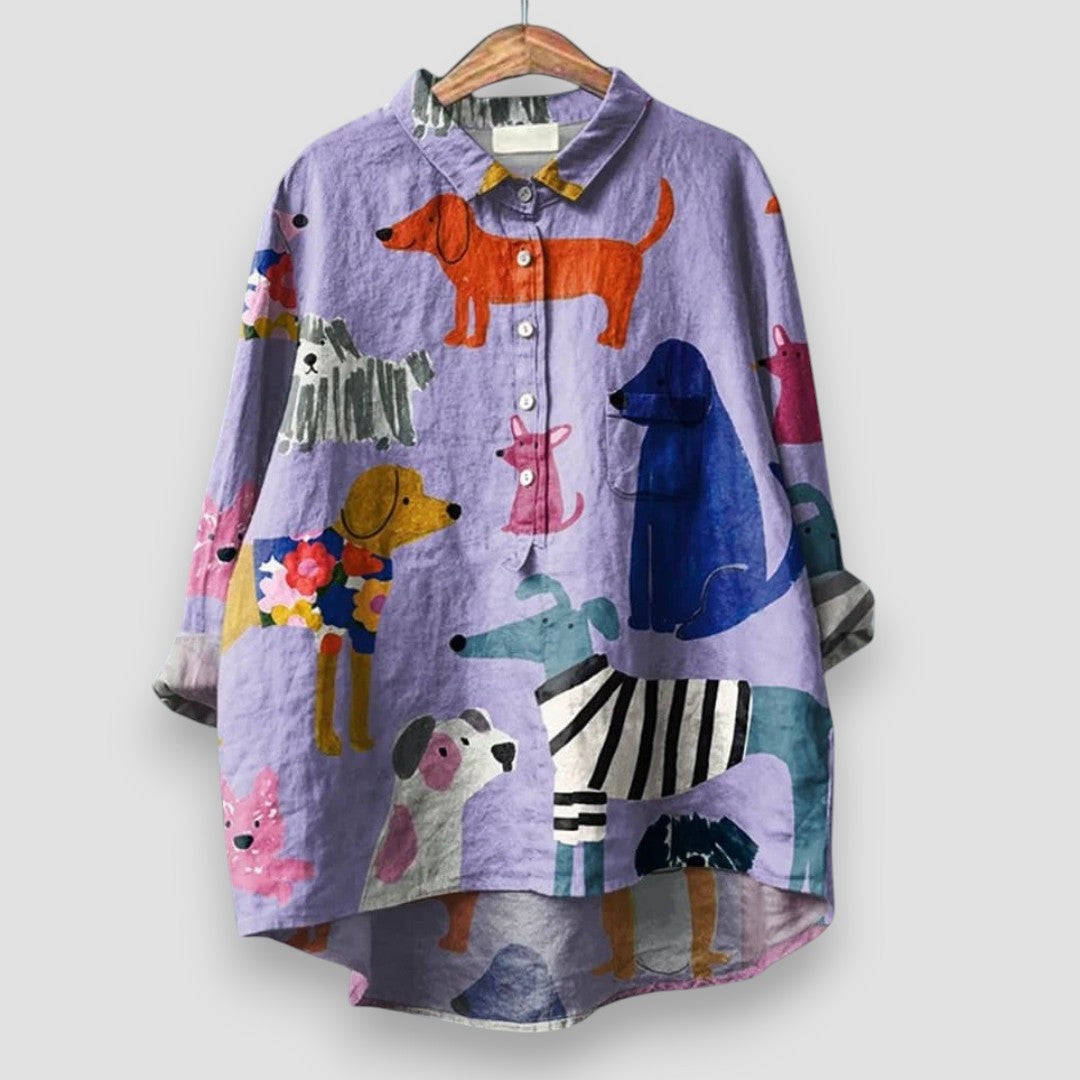 Geraldine™ | Women's Shirt with Dog Print - Lisa New York