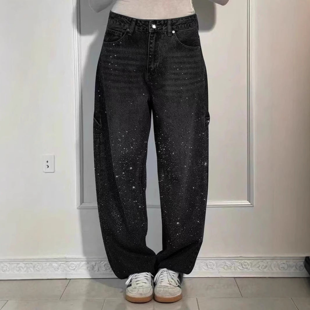 Raphaelle | Trendy Starry Denim Cargo Pants - Lisa New York