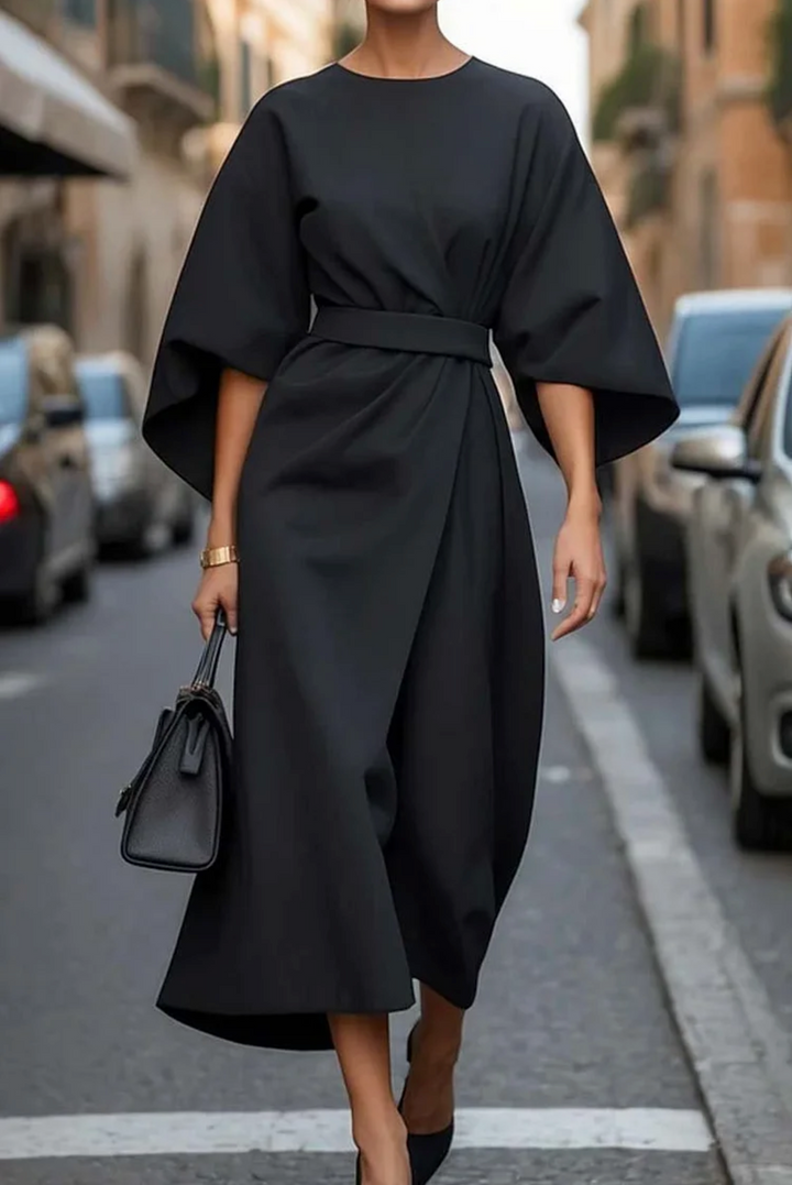 Louise™ | Maxi Length Evening Dress with Belt - Lisa New York