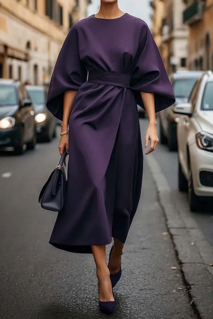 Louise™ | Maxi Length Evening Dress with Belt - Lisa New York