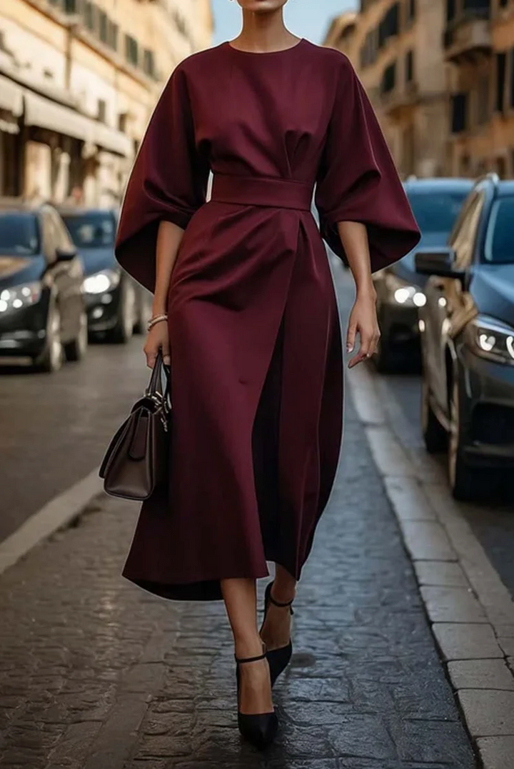 Louise™ | Maxi Length Evening Dress with Belt - Lisa New York