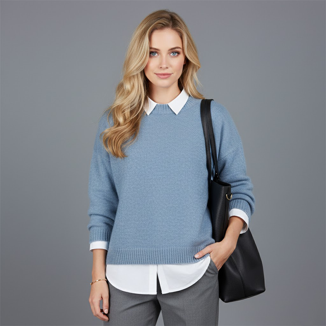 Women’s Sweater with Collar and Long Sleeves