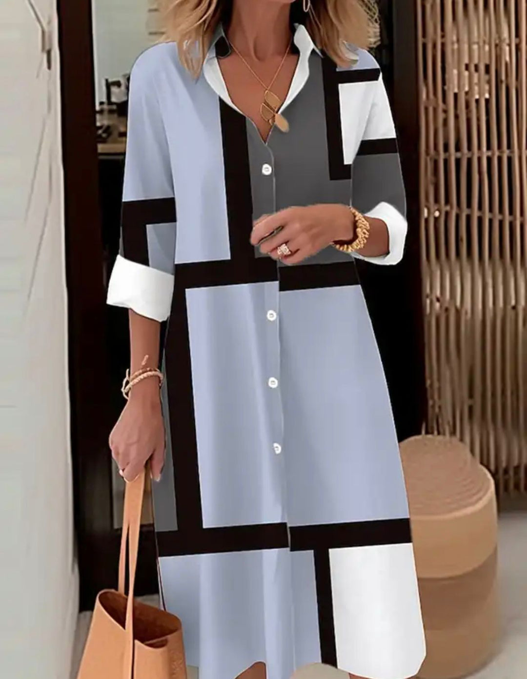 Margaritte | Geometric Print Shirt Dress - Lisa New York