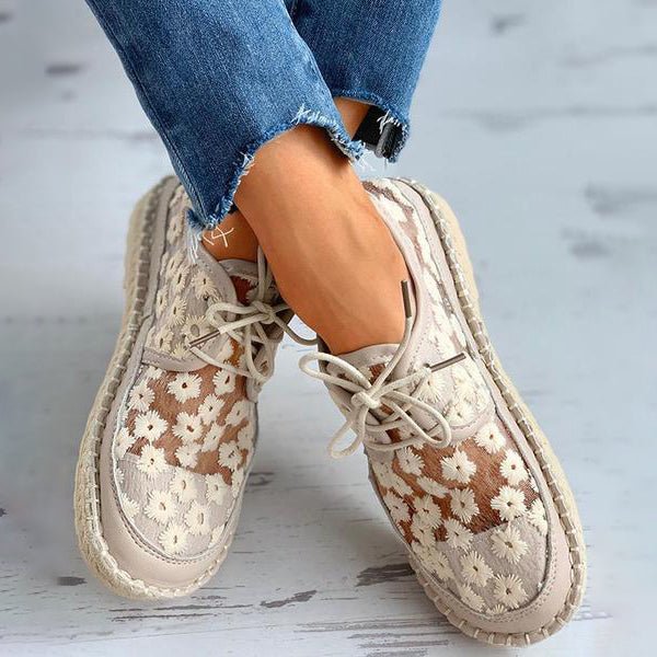 Women's Embroidered Lace Shoes-Lisa New York