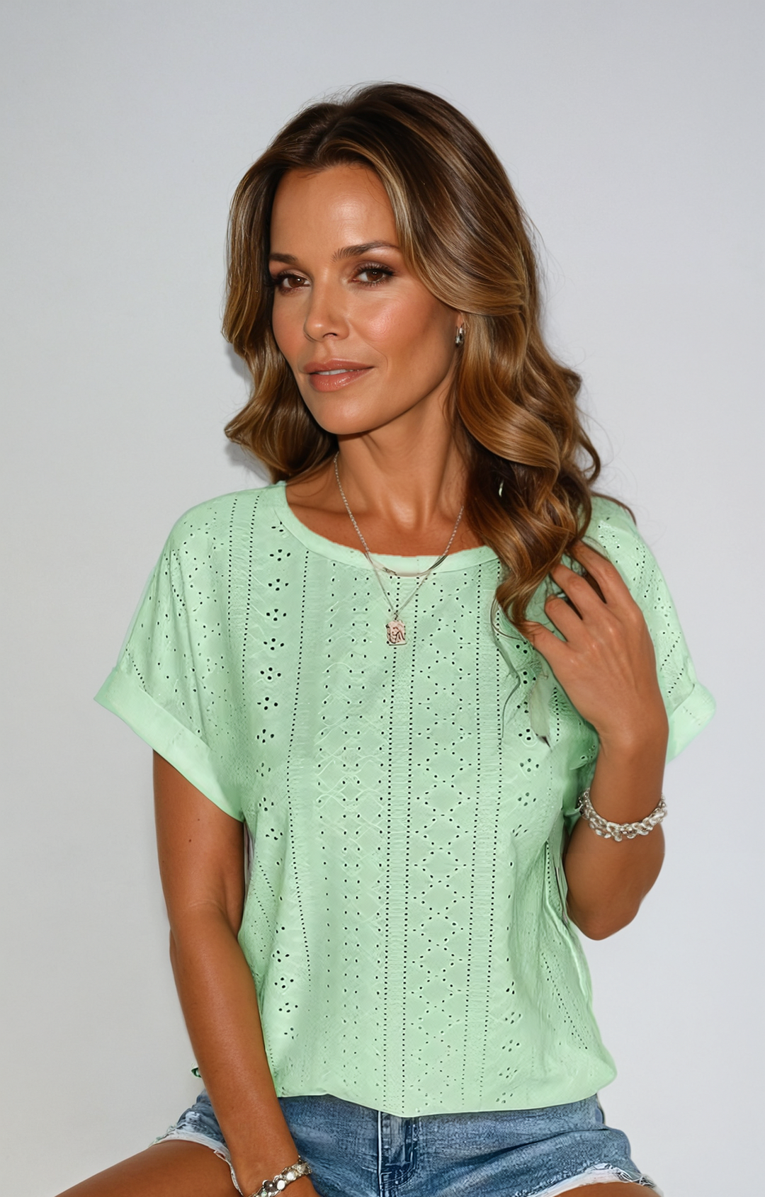 Becky™ | Casual Eyelet Top - Lisa New York
