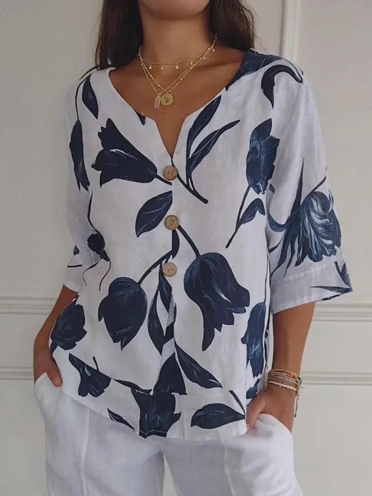 Sanne™ | Floral Button-Up Blouse - Lisa New York