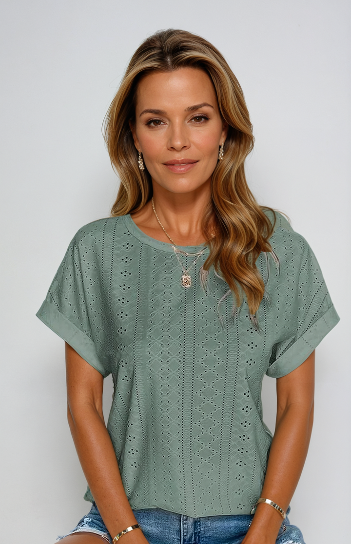 Becky™ | Casual Eyelet Top - Lisa New York