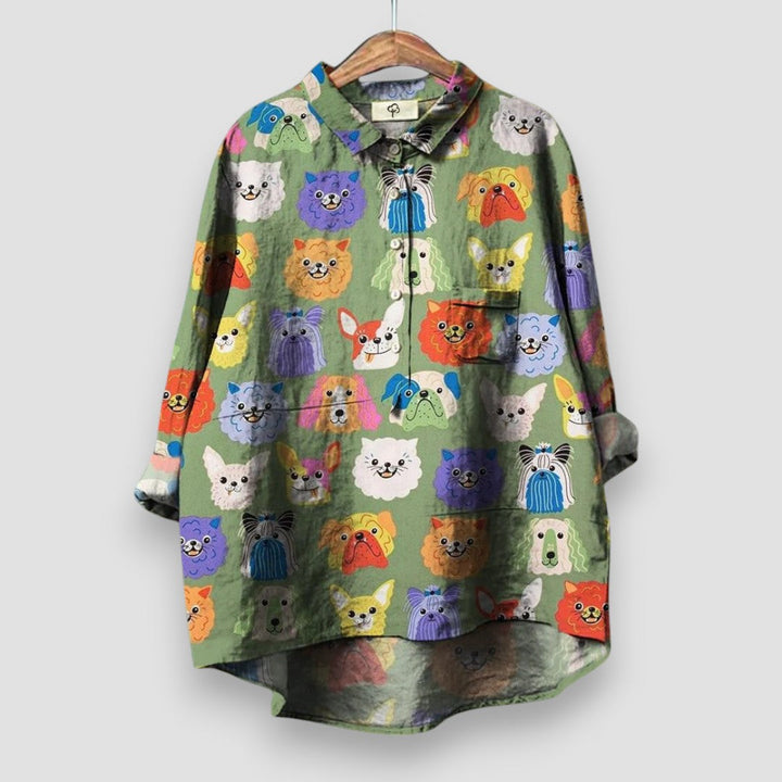 Geraldine™ | Women's Shirt with Dog Print - Lisa New York