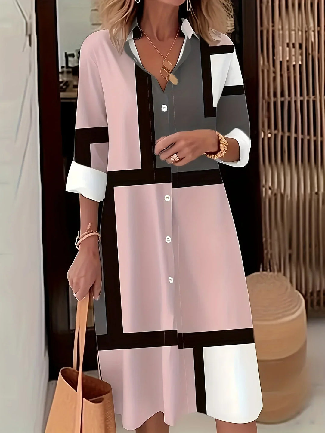 Margaritte | Geometric Print Shirt Dress - Lisa New York