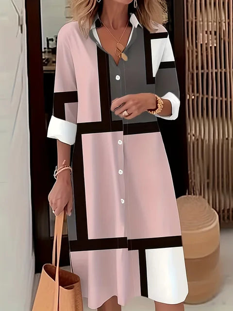 Margaritte | Geometric Print Shirt Dress - Lisa New York