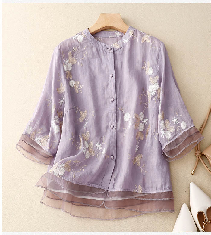 Kourtney™ | Chic Blouse with Embroidered Accents - Lisa New York