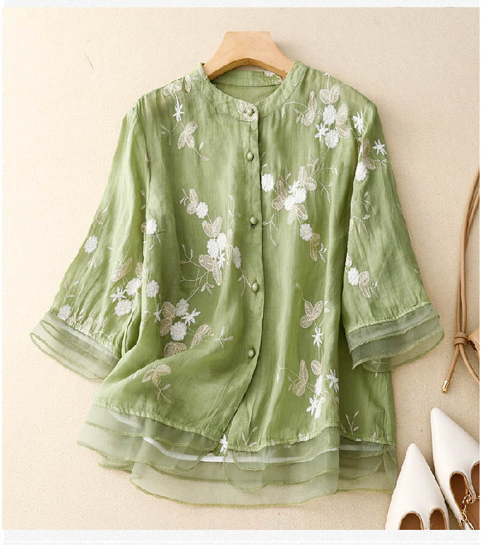 Kourtney™ | Chic Blouse with Embroidered Accents - Lisa New York